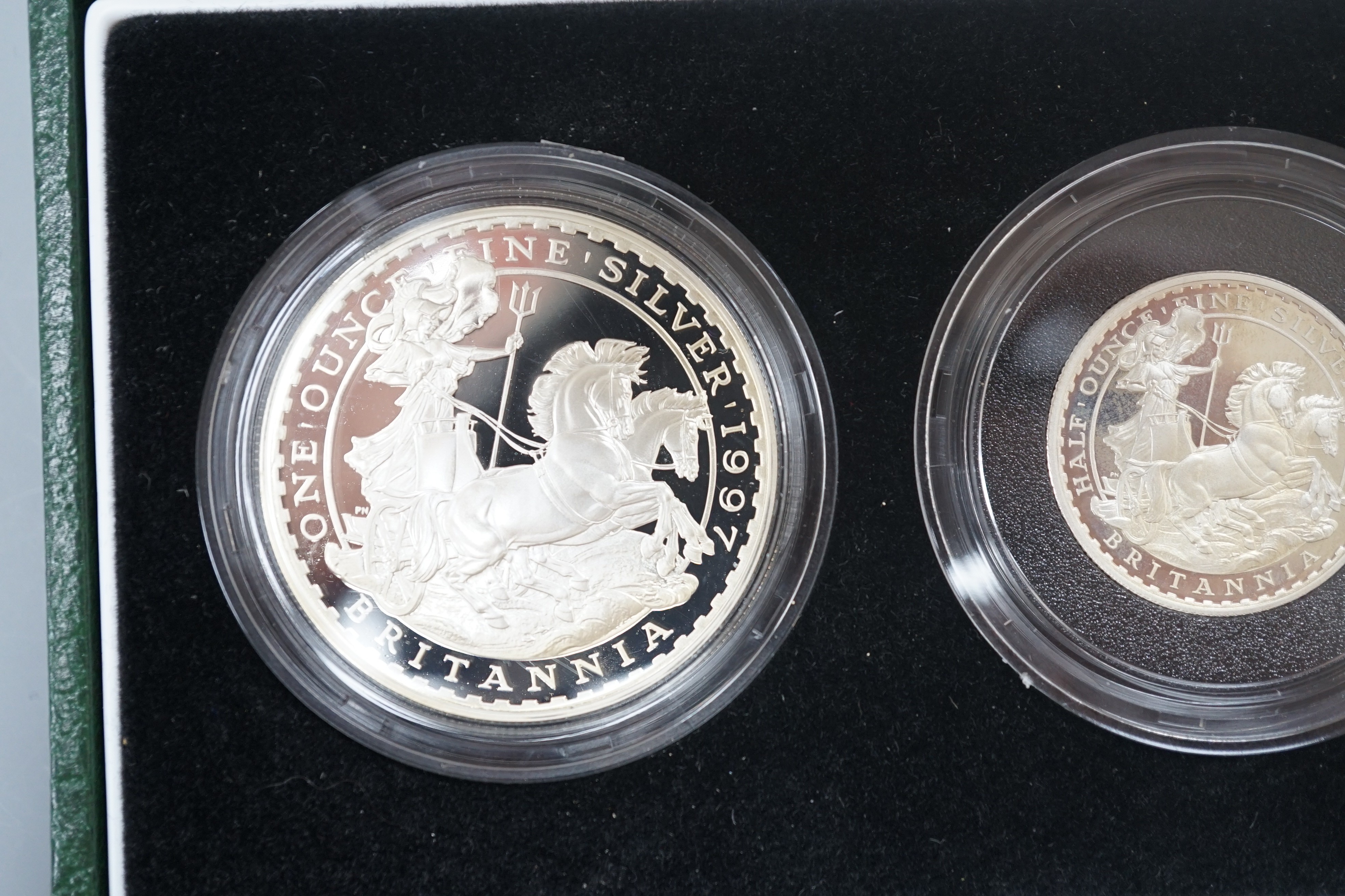 A cased Royal Mint UK Britannia silver proof four coin collection 1997